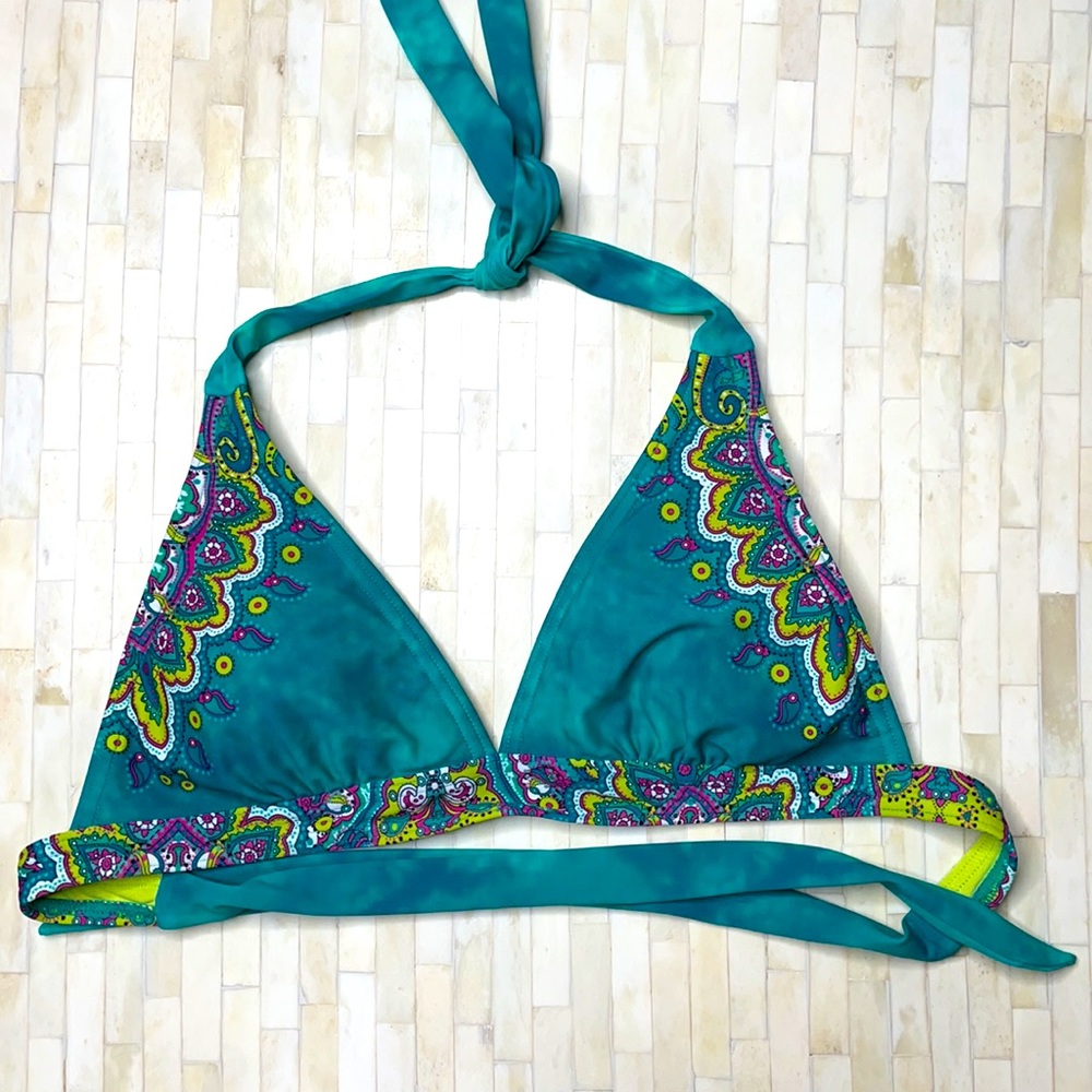 Teal Paisley Bikini Top